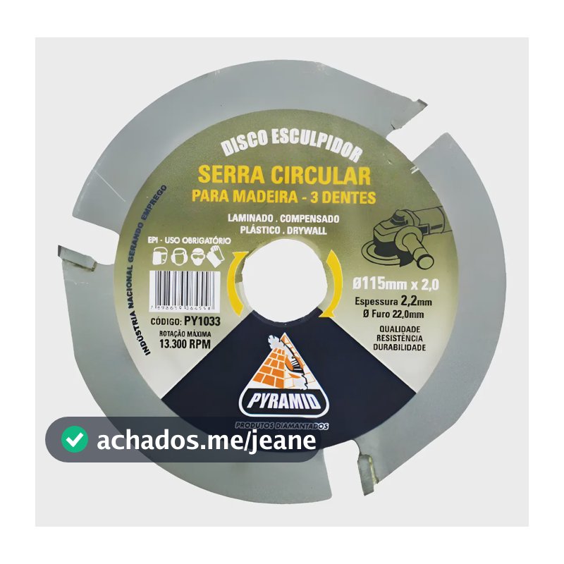 Disco Esculpidor Para Madeira 3 Dentes 115mm Aço