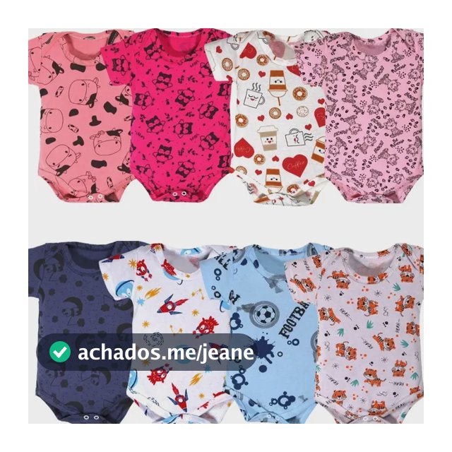 Kit 4 Pçs Body Bebe M/curta Estampado Algodão Menina/ Menino