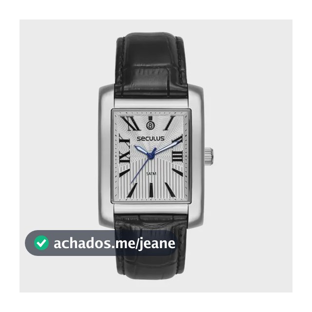 Relógio Seculus Masculino Retangular Couro 23744g0svnc1 Preto Prateado Branco