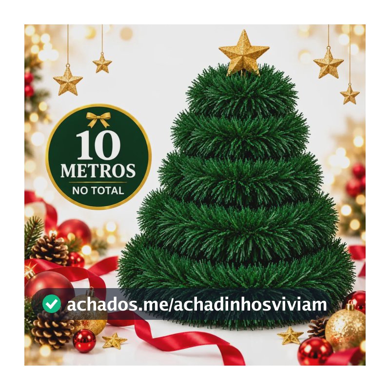 Festão Arvore de Natal Cheio Grosso Flexível Decoração De Natal 10 Metros Verde Varal Natalino 5 Peças 2m x 9cm - ENFANCE