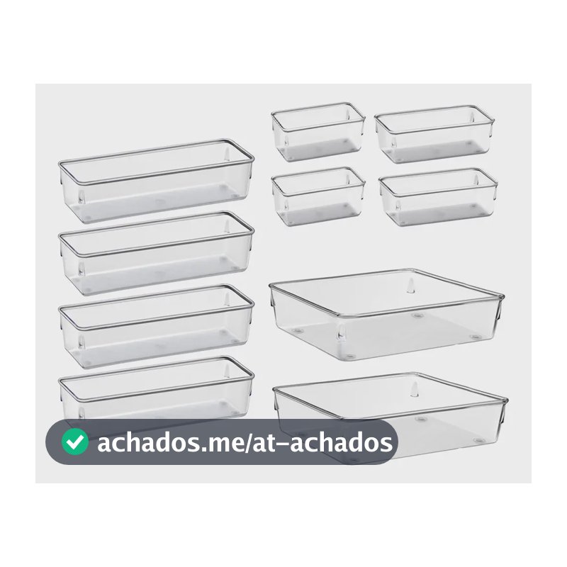 Kit 10 Organizador Multiuso Modular Gaveta Acrilico Rebirth Cor Cristal