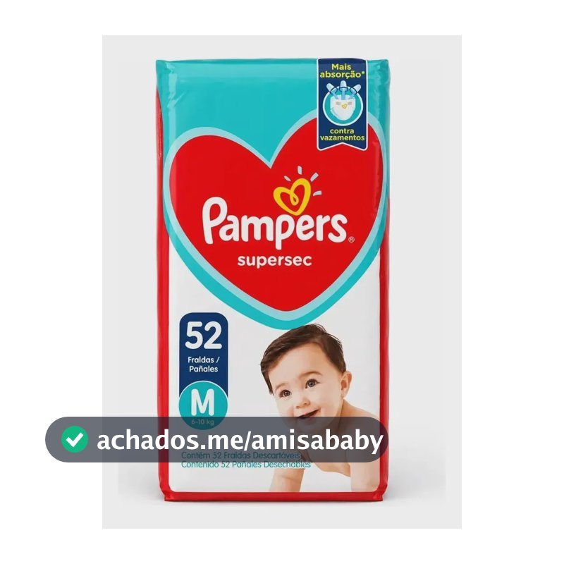 Fralda Pampers Supersec M 52 Unidades