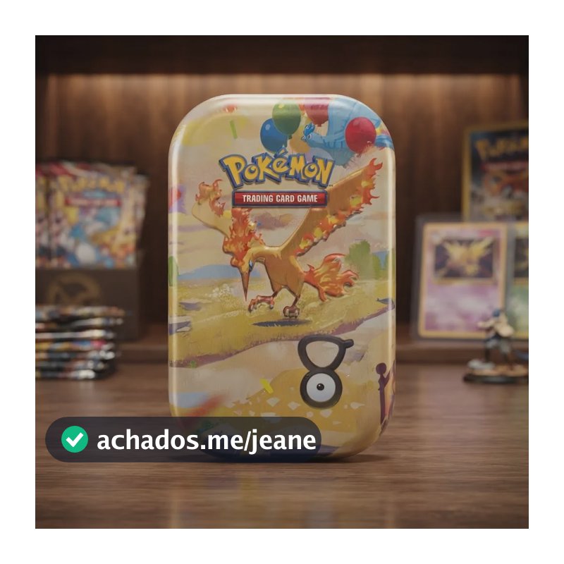 Mini Lata Pokémon Tcg Moltres Colecionável Lacrada Ing