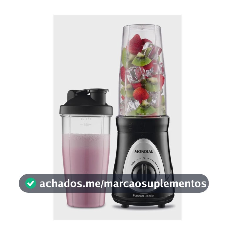 Personal Blender, Mondial, Preto/prata, 300W DG-01