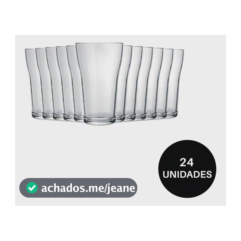 Jogo 24 Copos Vidro Boteco Nadir 200ml Cerveja Kit