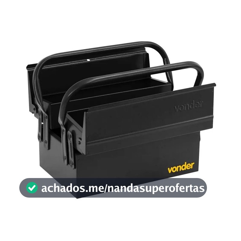 Caixa metálica sanfonada para ferramentas, com 3 gavetas, 30 cm x 19 cm x 16 cm, VONDER
