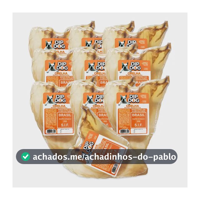 Kit 10 Mordedores Orelha Bovina Natural Pra Cachorro Dip Dog