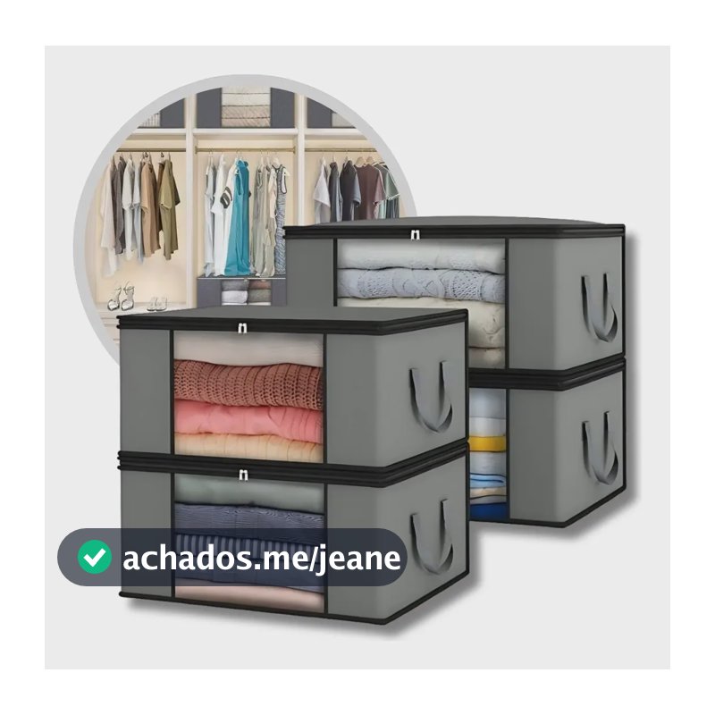 Kit 4 Sacos Organizador Multiuso Anti Mofo Para Edredom King Cobertores Roupas De Cama E Banho Travesseiros Dobrável G Cinza 60x45x30