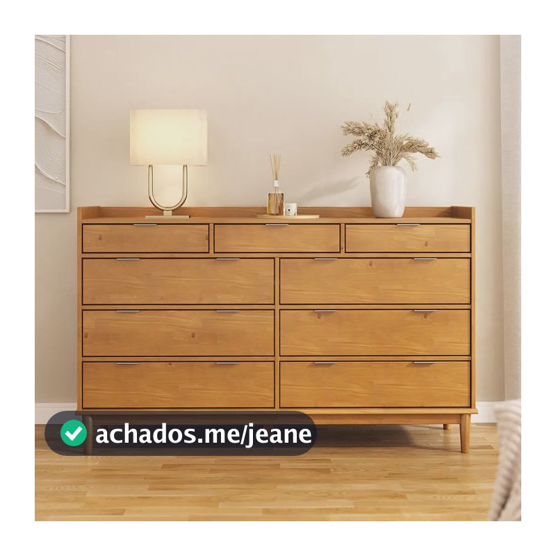 Cômoda Grande Madeira 9 Gavetas Para Quarto E Sala Mel Lice Madeira