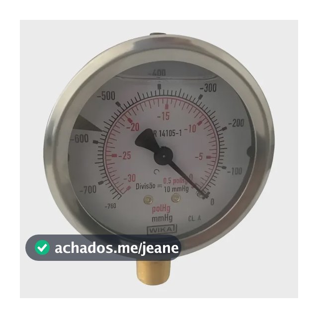 Vacuômetro Wika Com Glicerina -760 Mmhg 63mm 1/4npt