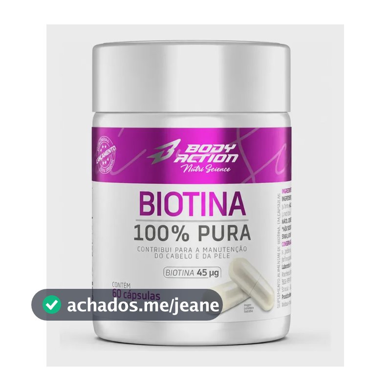 Biotina Bodyaction em cápsula Sem sabor x 200mL de 60 un