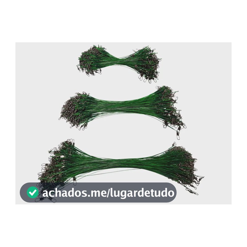 Kit 60 Chicote Pesca Cabo Aço Com Snap Encastoador Girador 60un Tralha de Ouro ( 20un C/15cm + 20un C/20cm + 20un C/24cm)