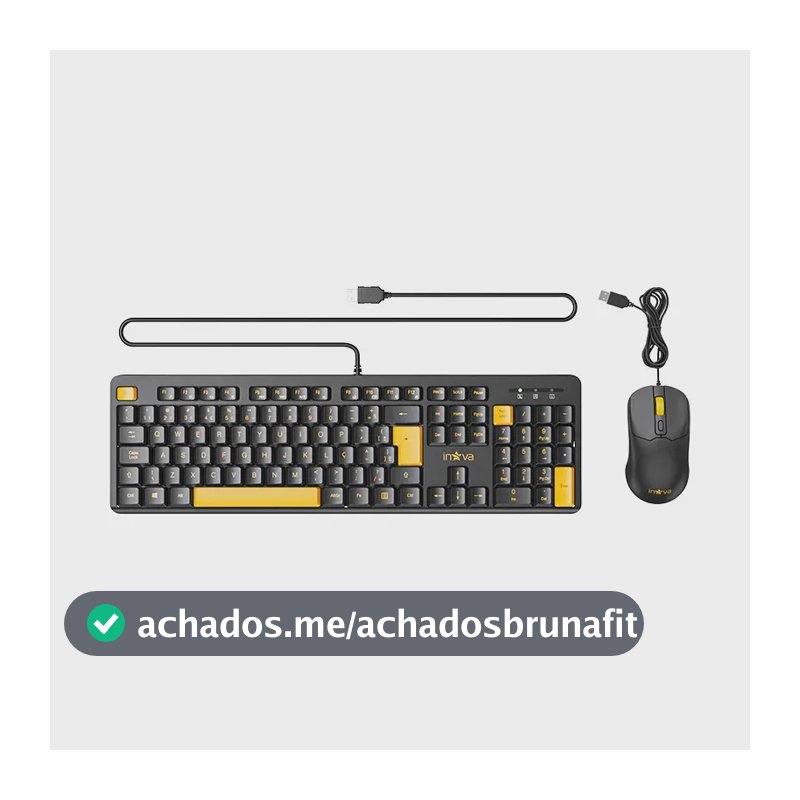 Kit Conjunto De Teclado E Mouse 107 Teclas Inava Português Brasil