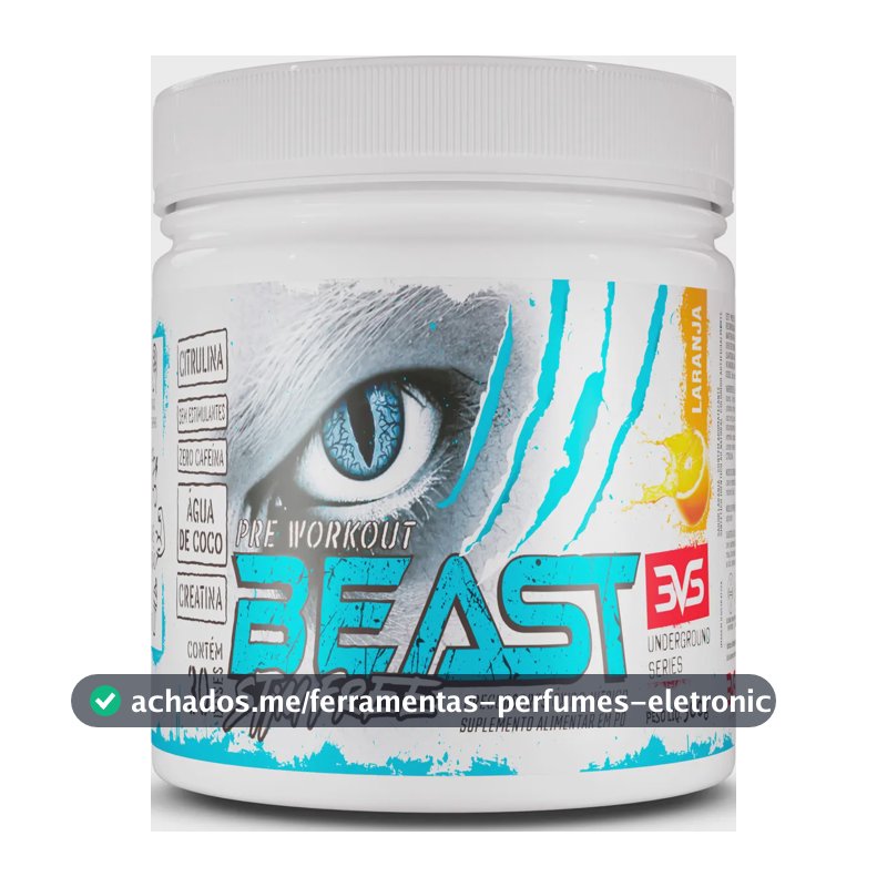 Pré Treino Sem Cafeína Beast 300g - Sabor Laranja - Fórmula Exclusiva Com Citrulina, Beta Alanina, Creatina, Água De Coco, Arginina, Taurina E Tirosina