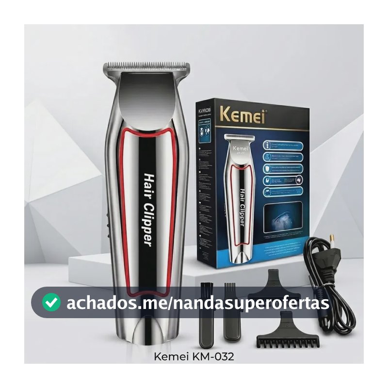 Maquina Acabamento Cortar Cabelo Barba E Pelos Kemei 032