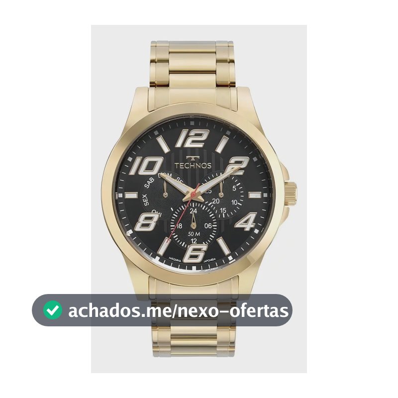 Relógio Technos Masculino Racer Dourado - 6p29ald/1p Fundo Preto