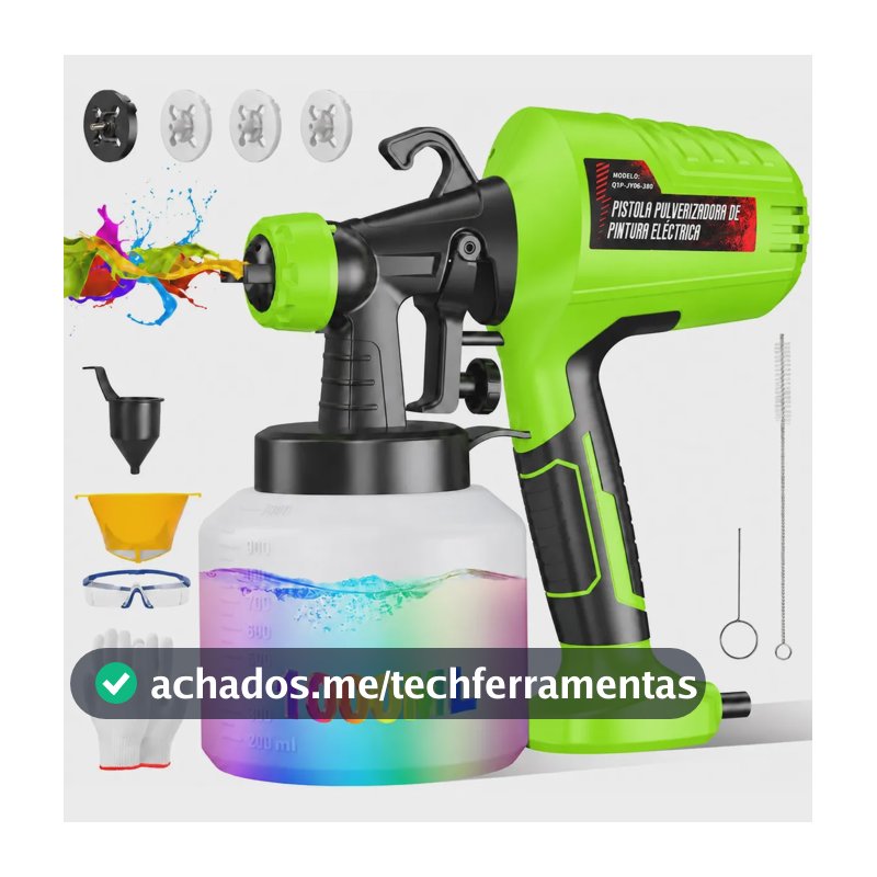 Pistola de Pintura HVLP TOHWPEF 1200W Com Reservatório de 1L e 4 Bicos