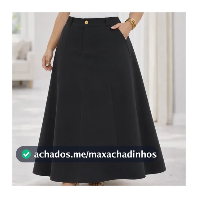 Saia Alfaiataria Plus Size Rodada Evasê Cós Alto Evangélica