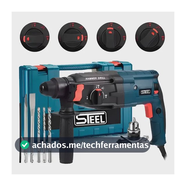 Furadeira De Impacto + Martelo Rompedor 960w Com 12 Peças