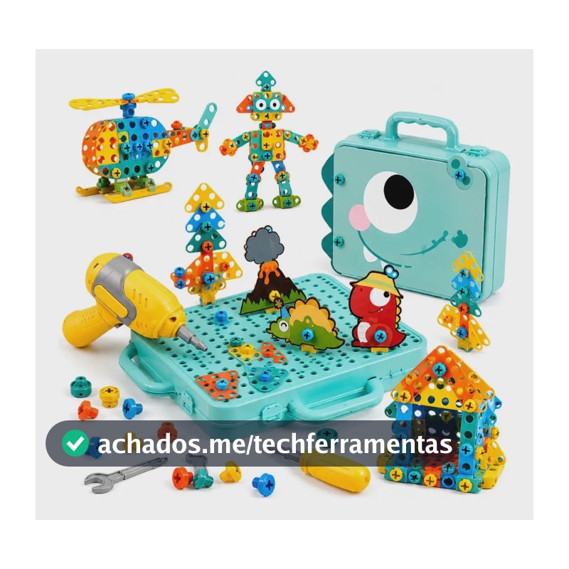 Maleta Caixa Ferramentas Montar Infantil Furadeira Eletrica