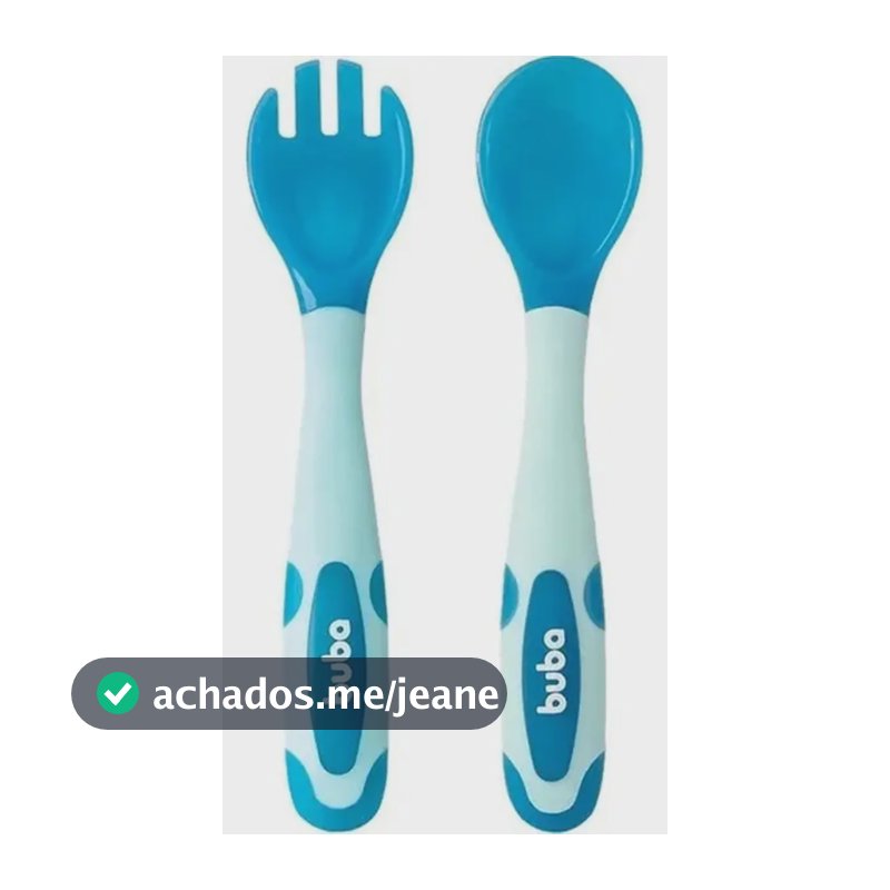 Kit Talher Infantil Flexível Colher E Garfo 12618 +6m Azul Buba