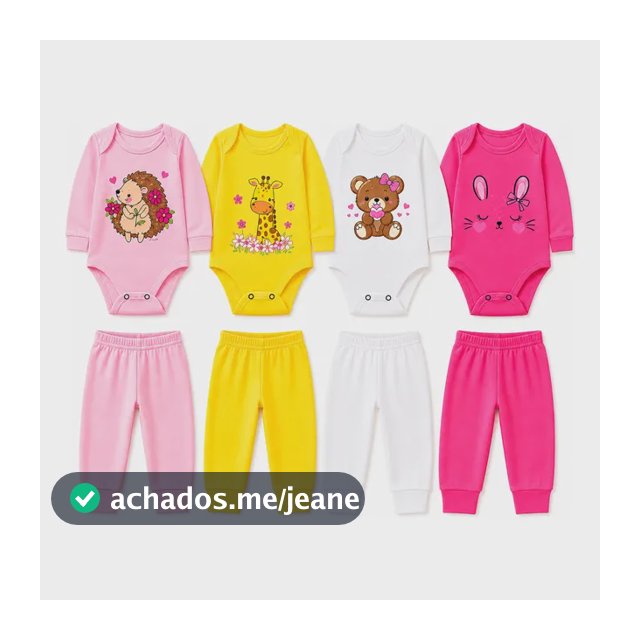 Kit 8 Peças Menina Body Manga Longa + Calça Algodao Sortido
