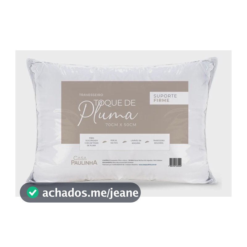 Travesseiro Toque Pluma 70x50 Percal 180 Fios Algodão Firme Branco