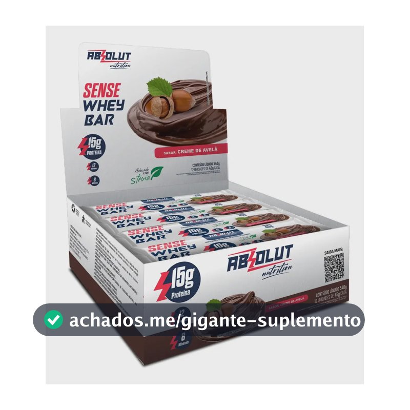 Suplemento Nutricional Absolut Nutrition Sense Whey Bar Creme de Avelã 540g