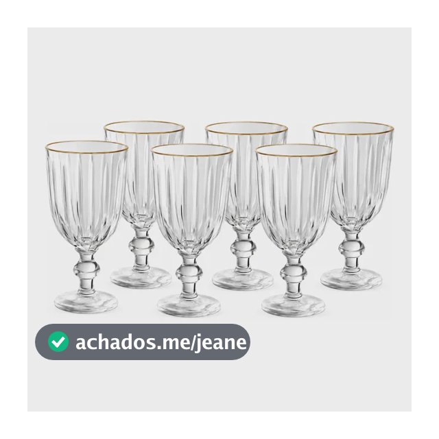 Jogo 6 Taças Melina Hauskraft C/borda Dourada - 260 Ml Transparente