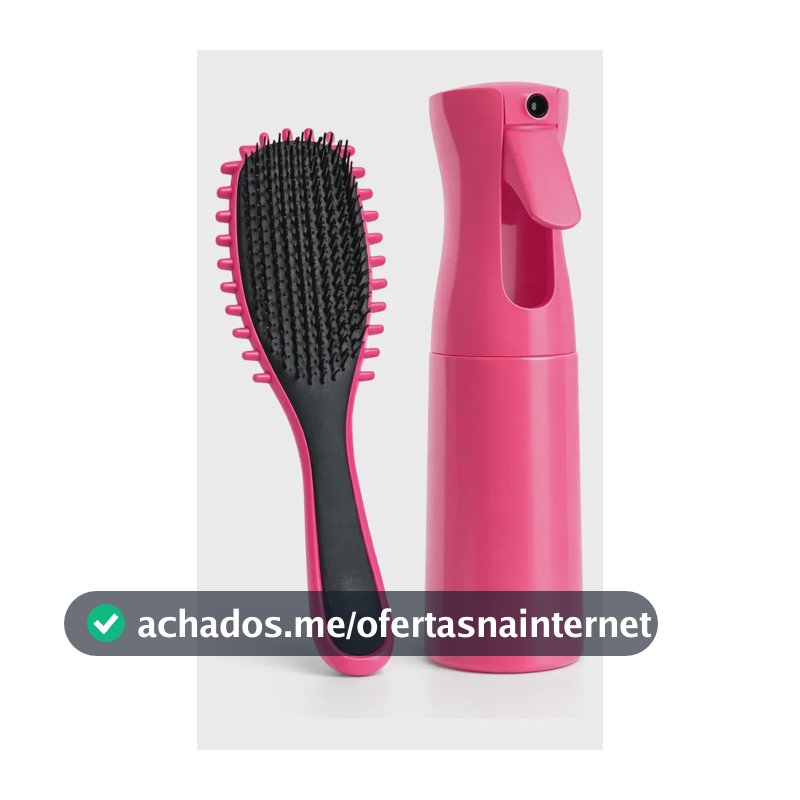 Kit Escova Fitagem Ondas E Borrifador Jato Continuo Névoa Rosa