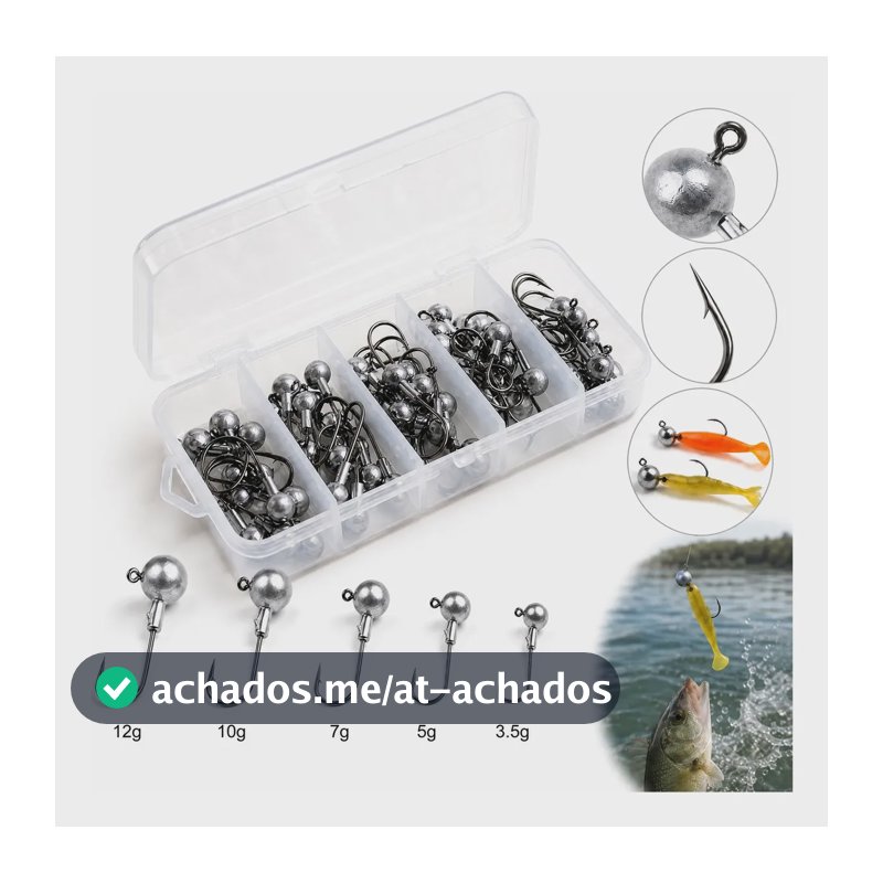 Kit Anzol Jig Head Lastreado 20un C/caixa Tucunaré Traíra