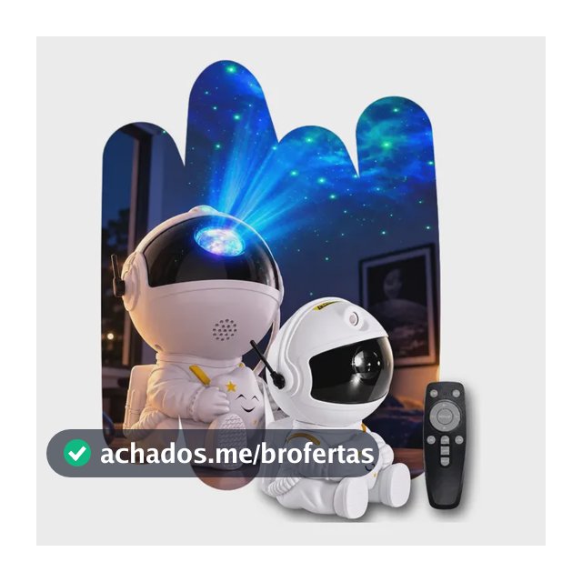 Mini Astronauta Projetor Estrelas Galáxia Luminária Noturna Branco Preto 127/220v