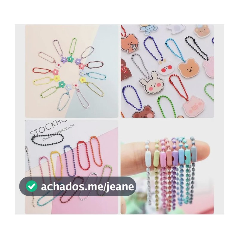 100 Corrente De Bolinha Canoa Varias Cores 10cm Aço Chaveiro Coloridos