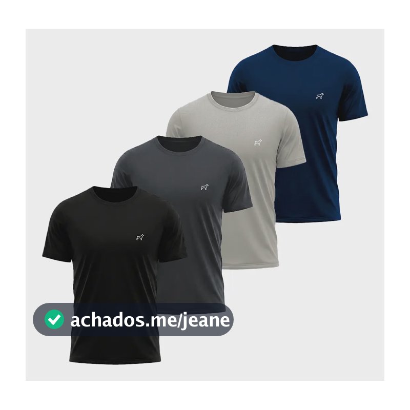 Kit 4 Camiseta Dry Fit Parvori Masculina Academia Corrida Preto/chumbo/cinza/marinho G Liso