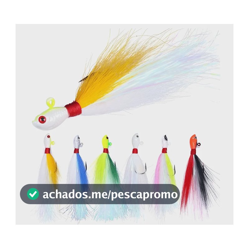 Kit 04 Iscas Jig Xuxinha Penacho 25g Gudaoshop para Tucunaré e Robalo