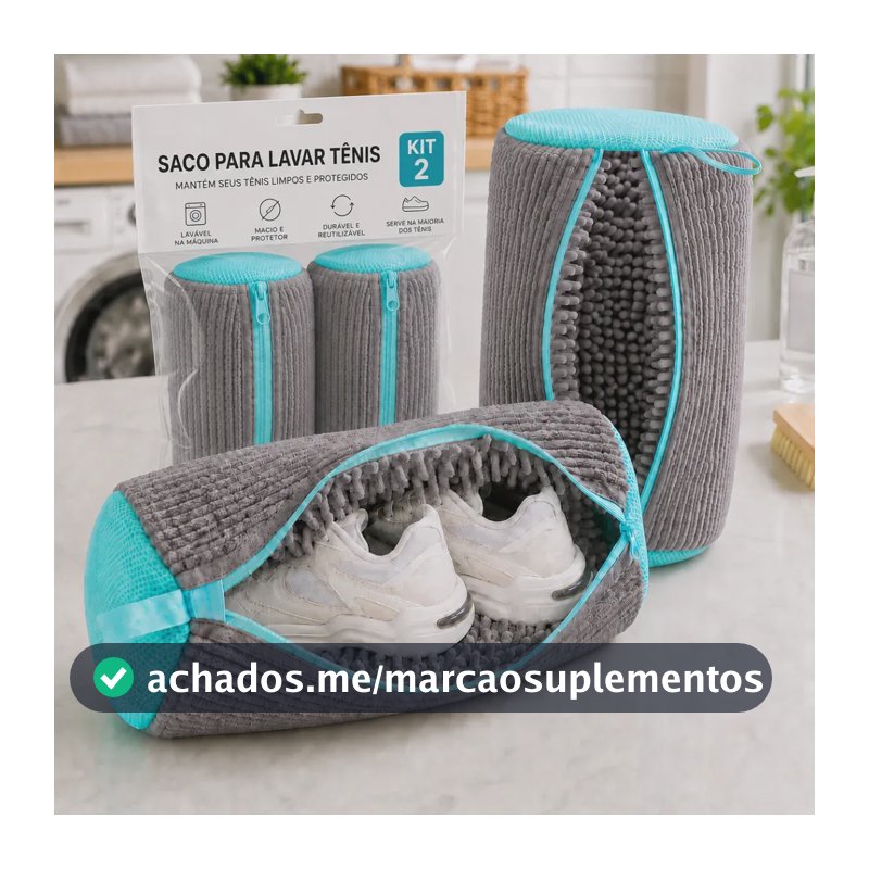 Kit 2 Sacos Para Lavar Tênis E Sapatos Em Máquina De Lavar – Saco Telado Anti-Impacto Com Fechamento Em Zíper