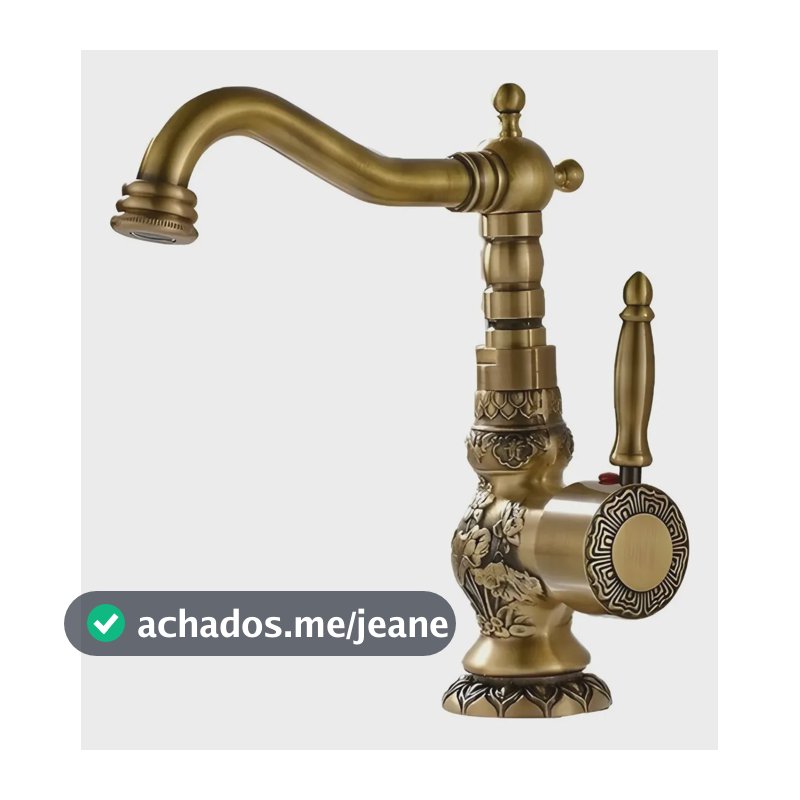 Torneira Vintage Bronze Antigo Misturador Banheiro Lavabo Monocomando Baixa