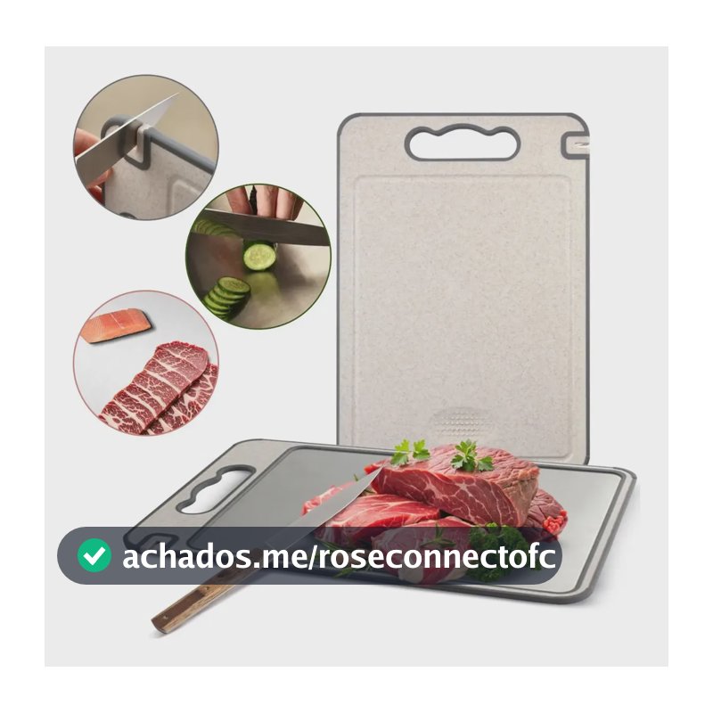 Tabua De Corte Saudável Pp Aço Inox Para Cortar Dupla Face Dupla Face Prateado