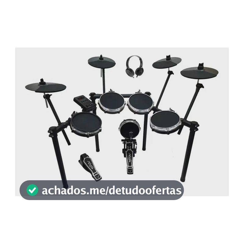 Bateria Eletrônica Vedo Profissional Pratos Malha Mude Mesh Preto