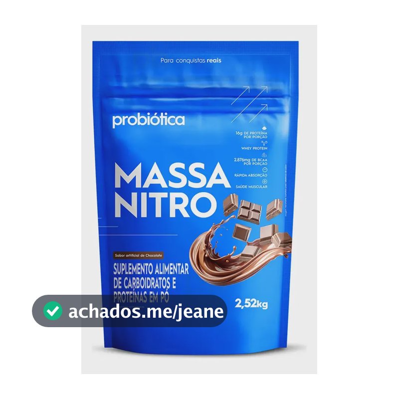 Massa Nitro Probiótica Hipercalórico Para Ganho Massa Sabor Chocolate 2,52kg