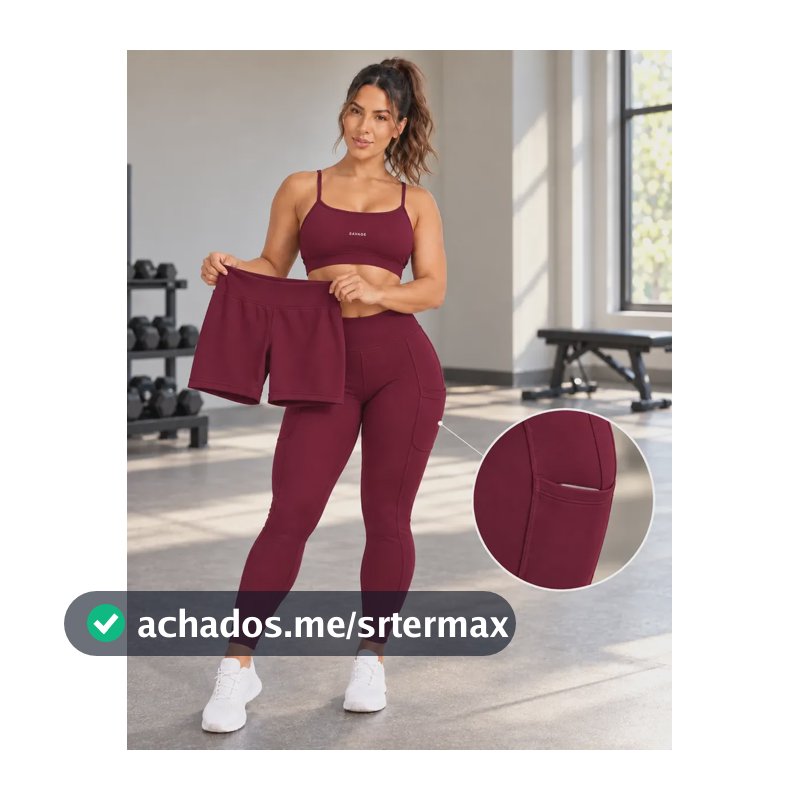 Trijunto Fitness Feminino Top Shorts Legging 3 Peças 2 Looks Bordô G