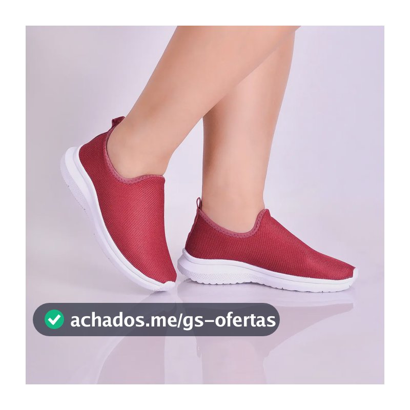 Tênis Feminino Meia S/ Cadarço Slip On Fácil Calçar Academia Bordô 36,0 Br