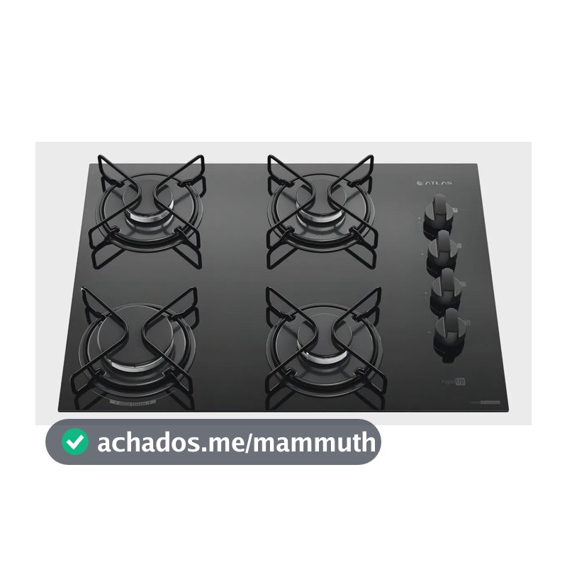 Cooktop 4 Bocas Atlas Agile Up Mesa Vidro Mega Chama Bivolt