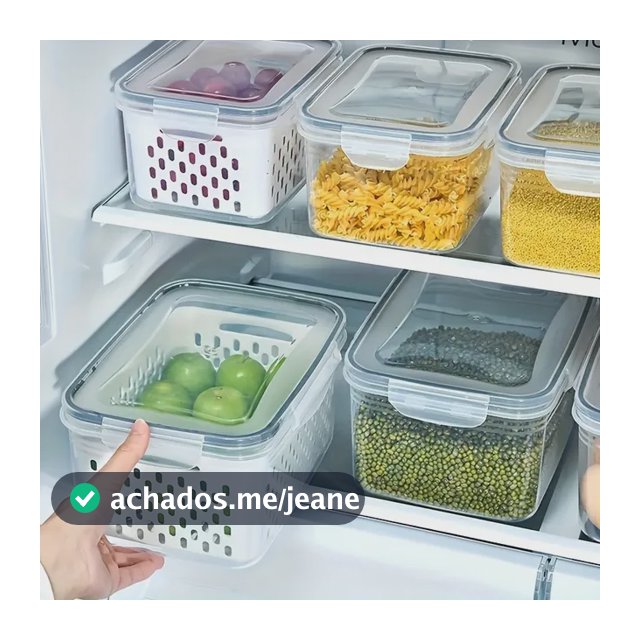 Kit 3 Potes Organizadores Para Geladeira Cinza