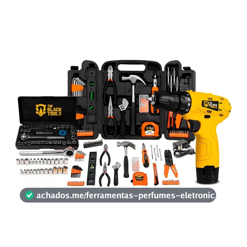 Kit Jogo Ferramentas 169 Peças Soquetes + Parafusdeira 12v