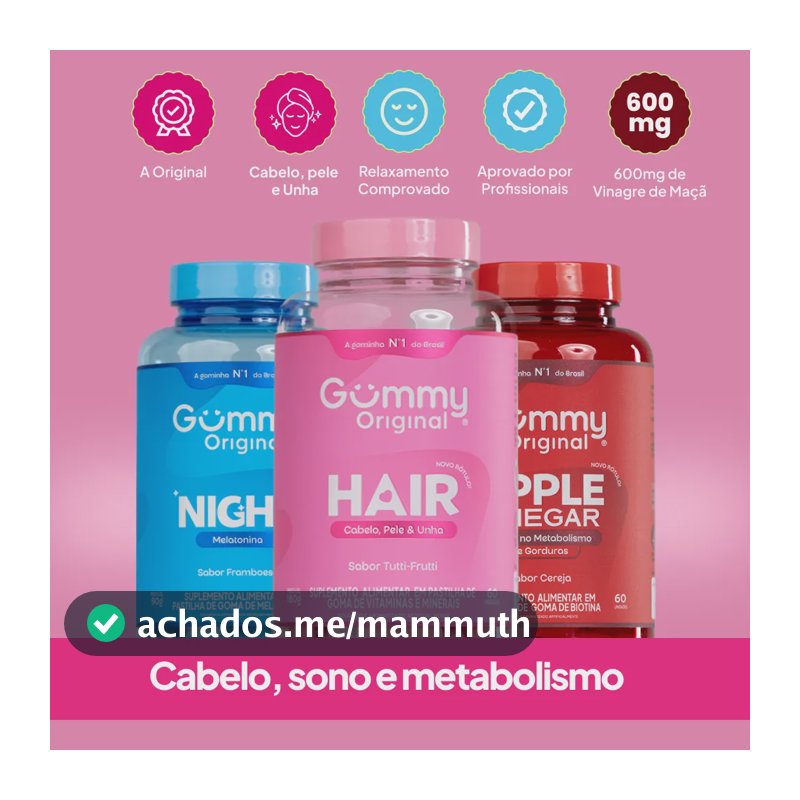 Kit 3 Gummy Original Night + Vinagre De Maçã + Hair Morango Vinagre De Maçã