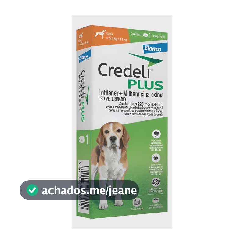 Credeli Plus Antipulgas Carrapatos E Vermes Cães 5,5 A 11 Kg