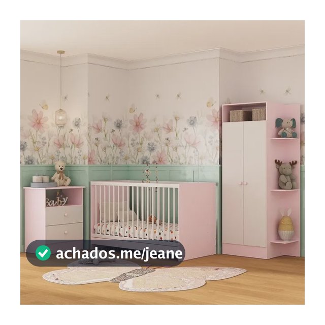 Jogo De Quarto Infantil Com Colchão Trevalla Móveis Pom Pom Rosa/branco
