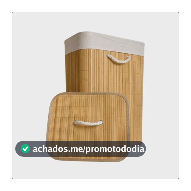 Cesto de Roupa Bambu Retangular de 72L com Tampa e Forro de Linho
