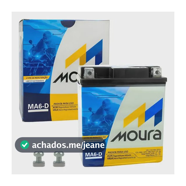 Bateria De Moto Moura Ma6d 6 Amper 6ah Cb Cbr 300 Fazer (Cbx 250 Twister ate 2008)